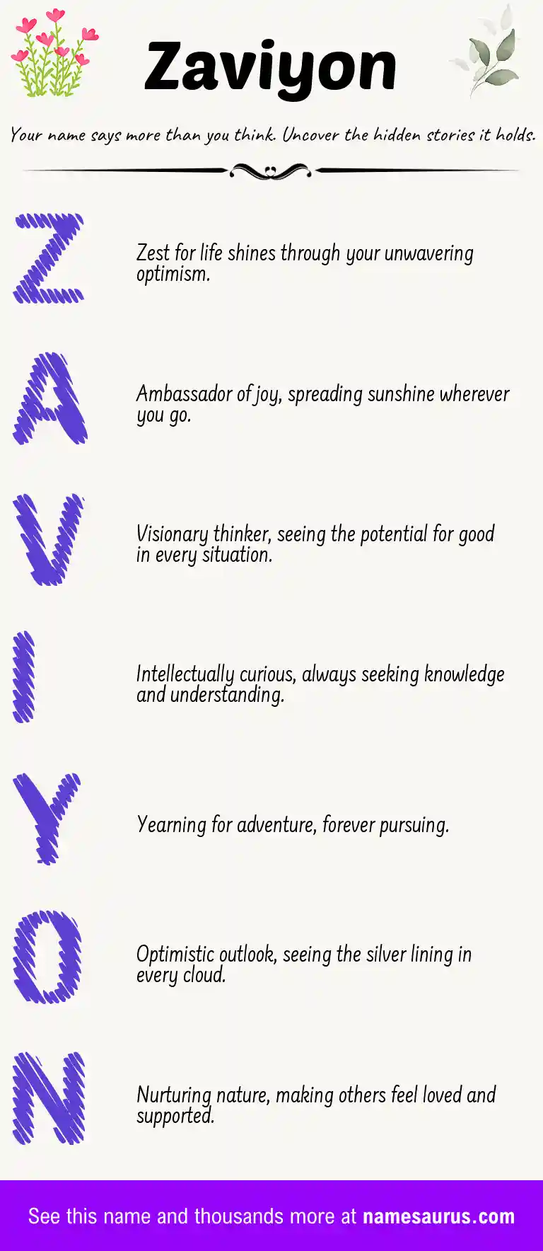 Acrostic poem about Zaviyon.