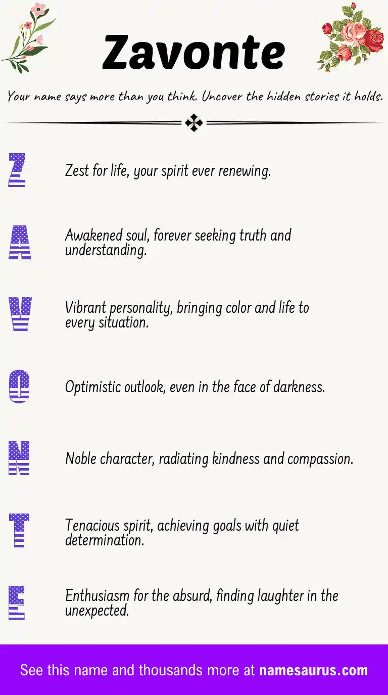 Acrostic poem about Zavonte.