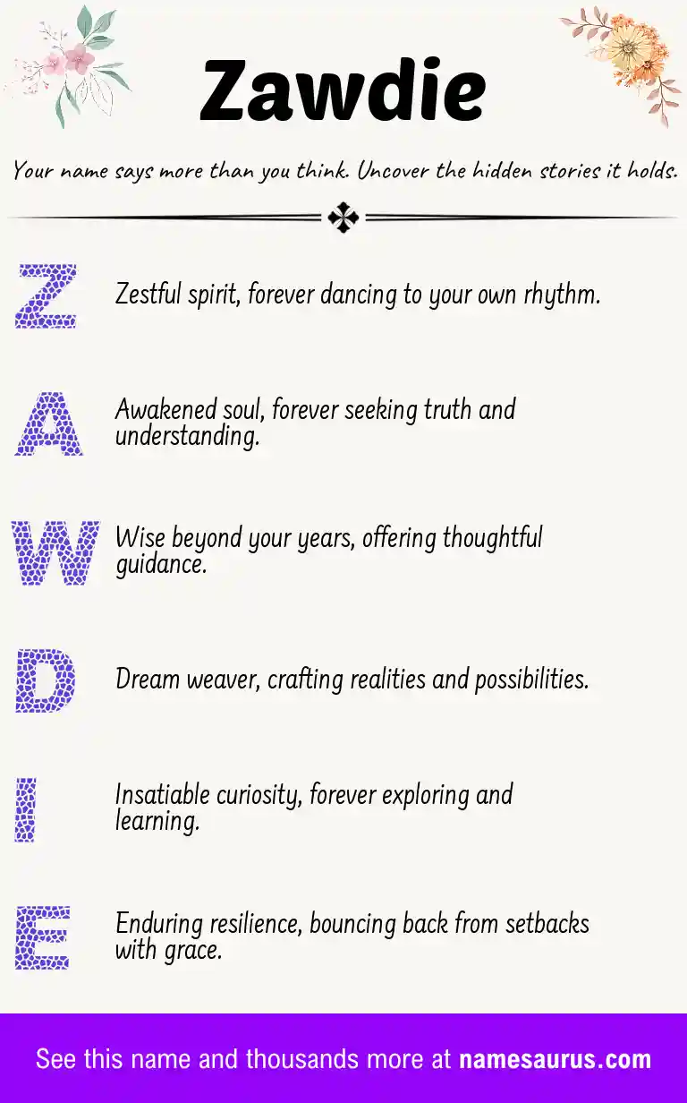 Acrostic poem about Zawdie.