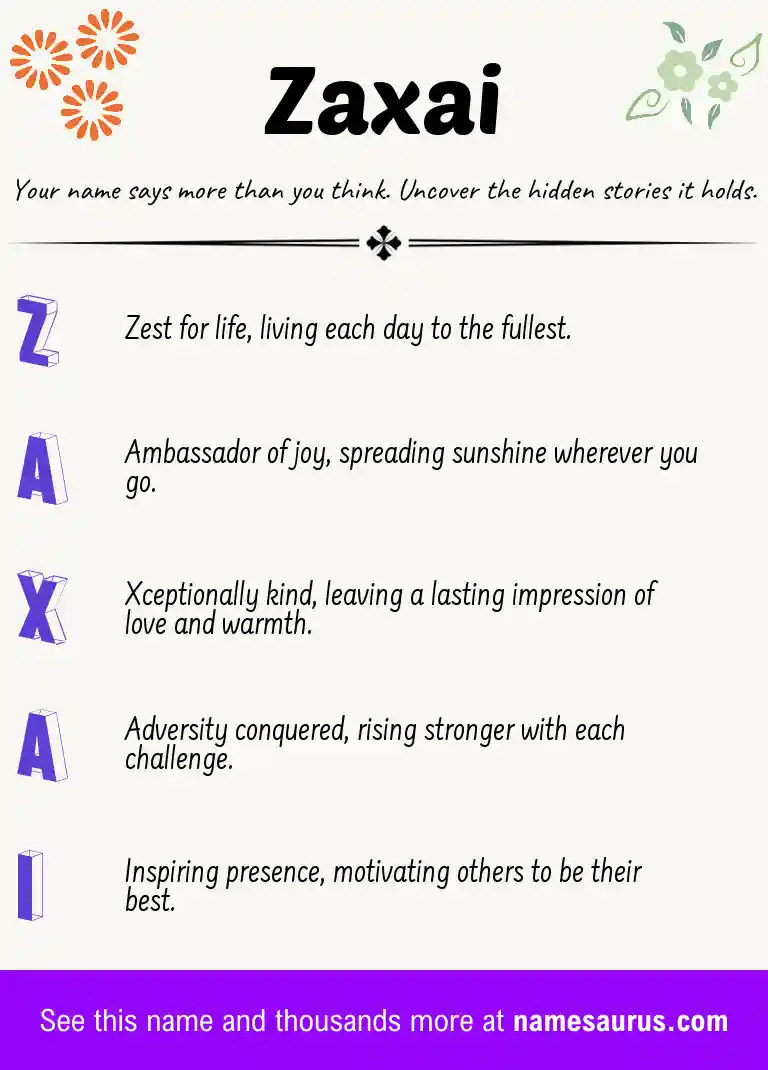 Acrostic poem about Zaxai.