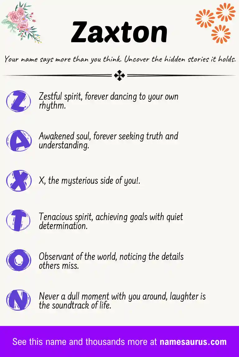 Acrostic poem about Zaxton.