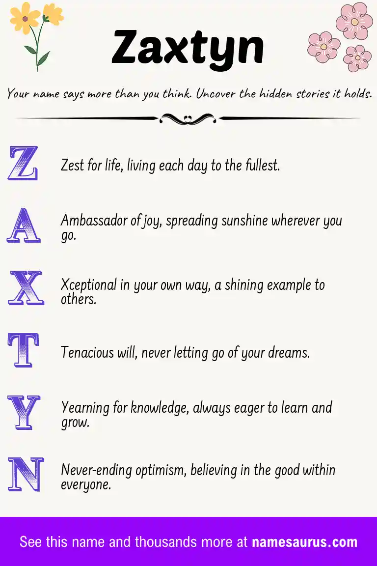 Acrostic poem about Zaxtyn.