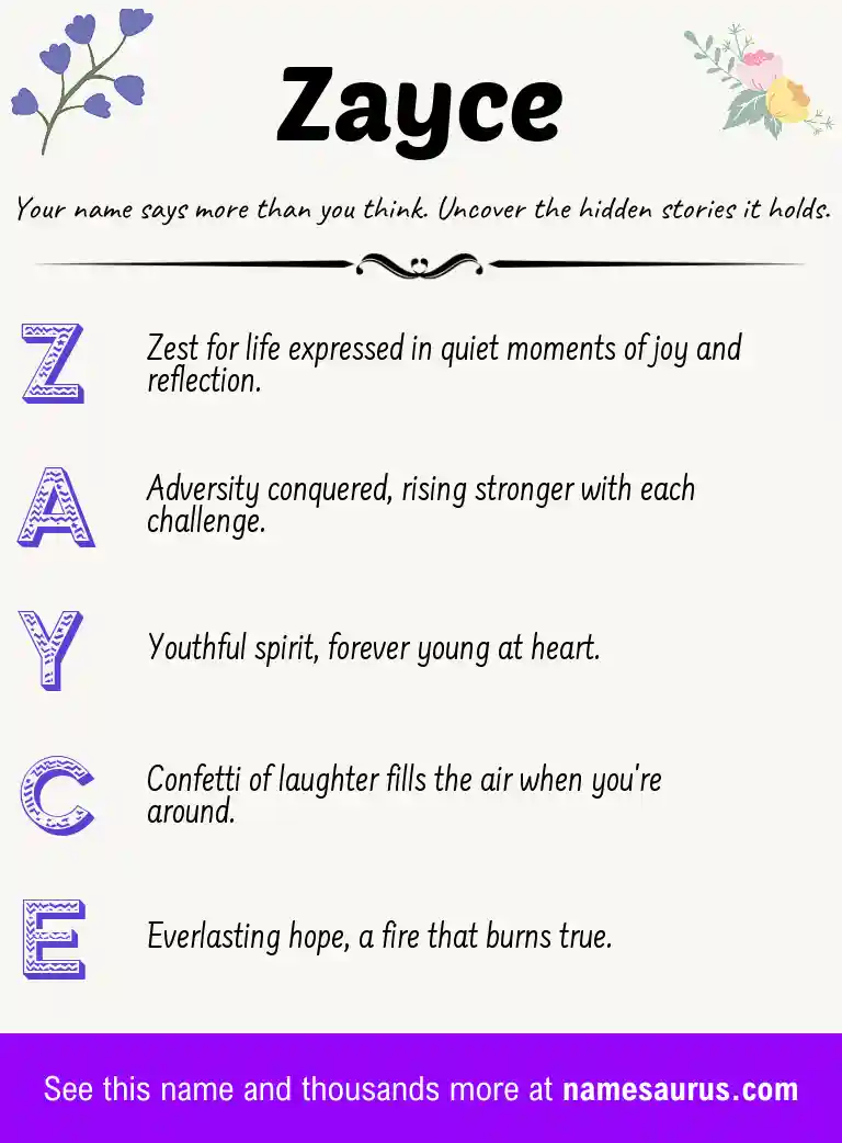 Acrostic poem about Zayce.