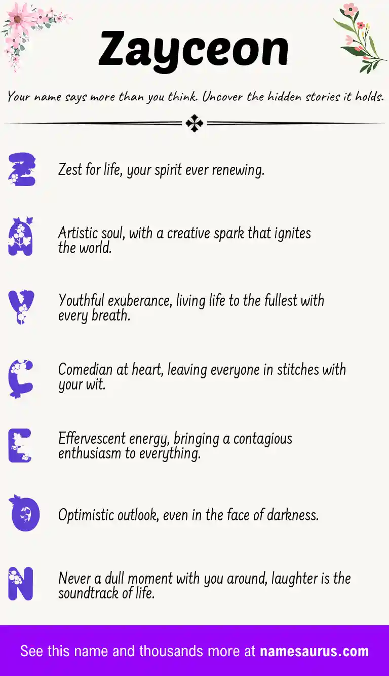Acrostic poem about Zayceon.