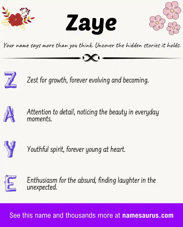 Acrostic poem about Zaye.