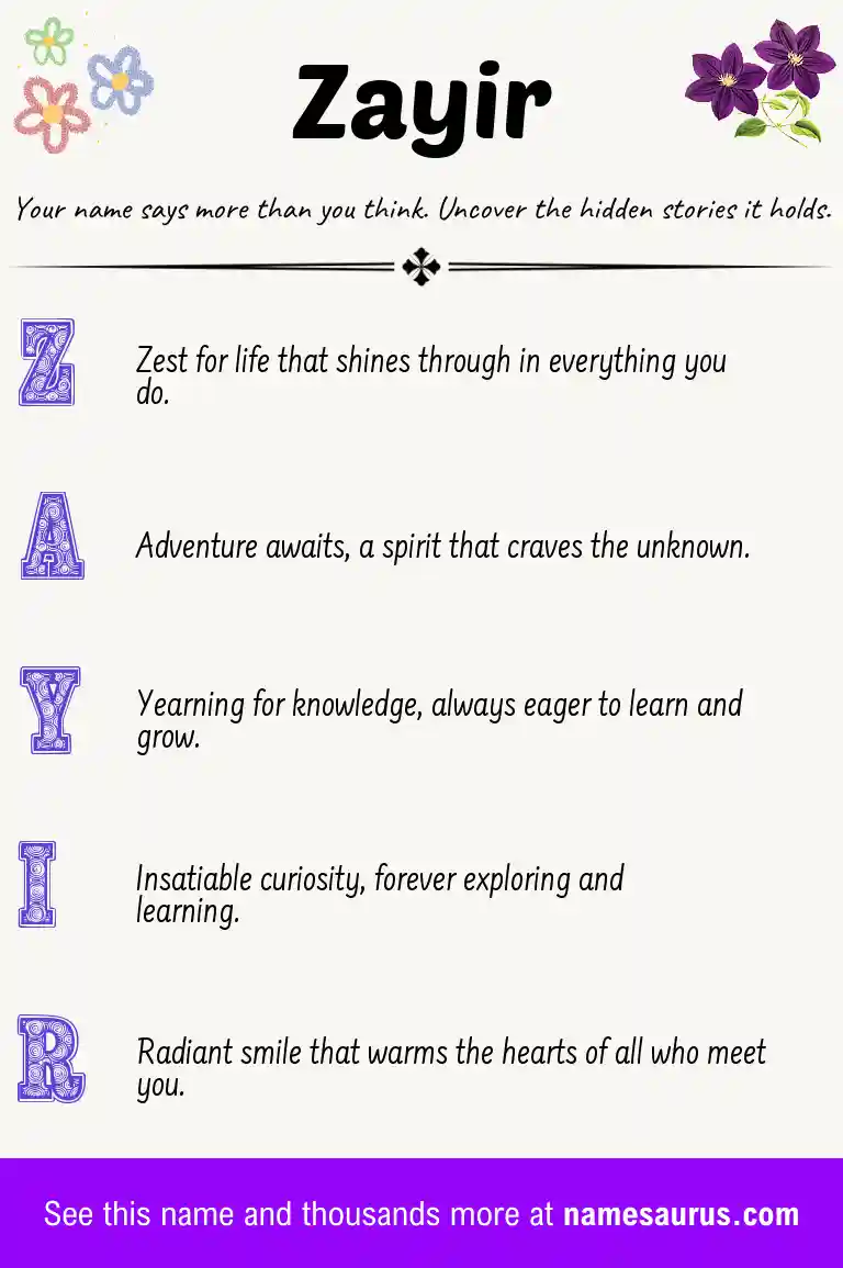 Acrostic poem about Zayir.