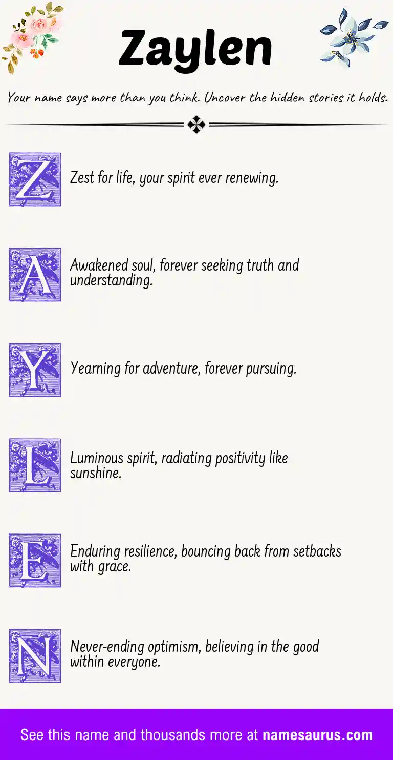 Acrostic poem about Zaylen.