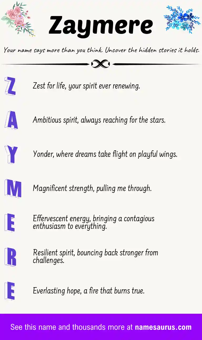Acrostic poem about Zaymere.