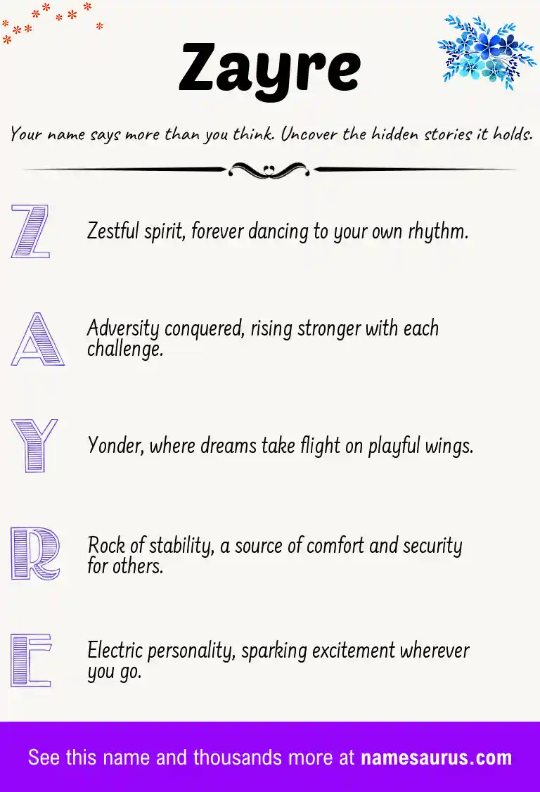 Acrostic poem about Zayre.