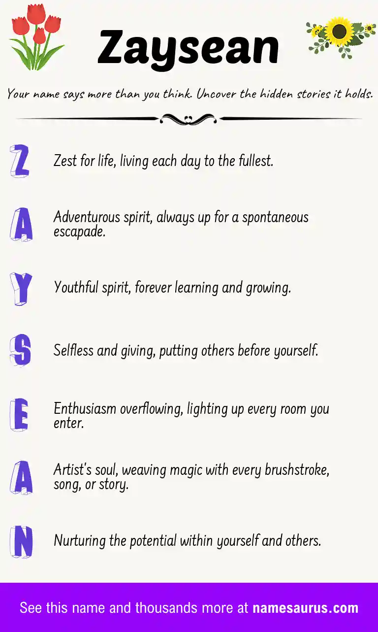 Acrostic poem about Zaysean.