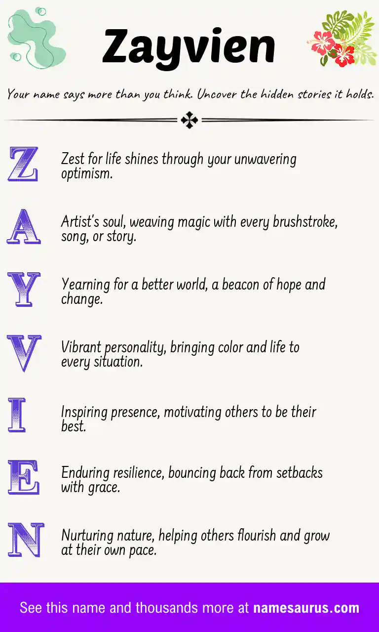Acrostic poem about Zayvien.