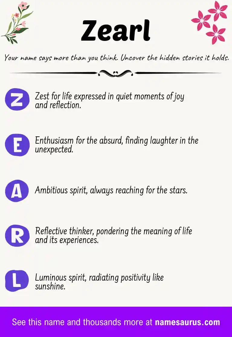 Acrostic poem about Zearl.