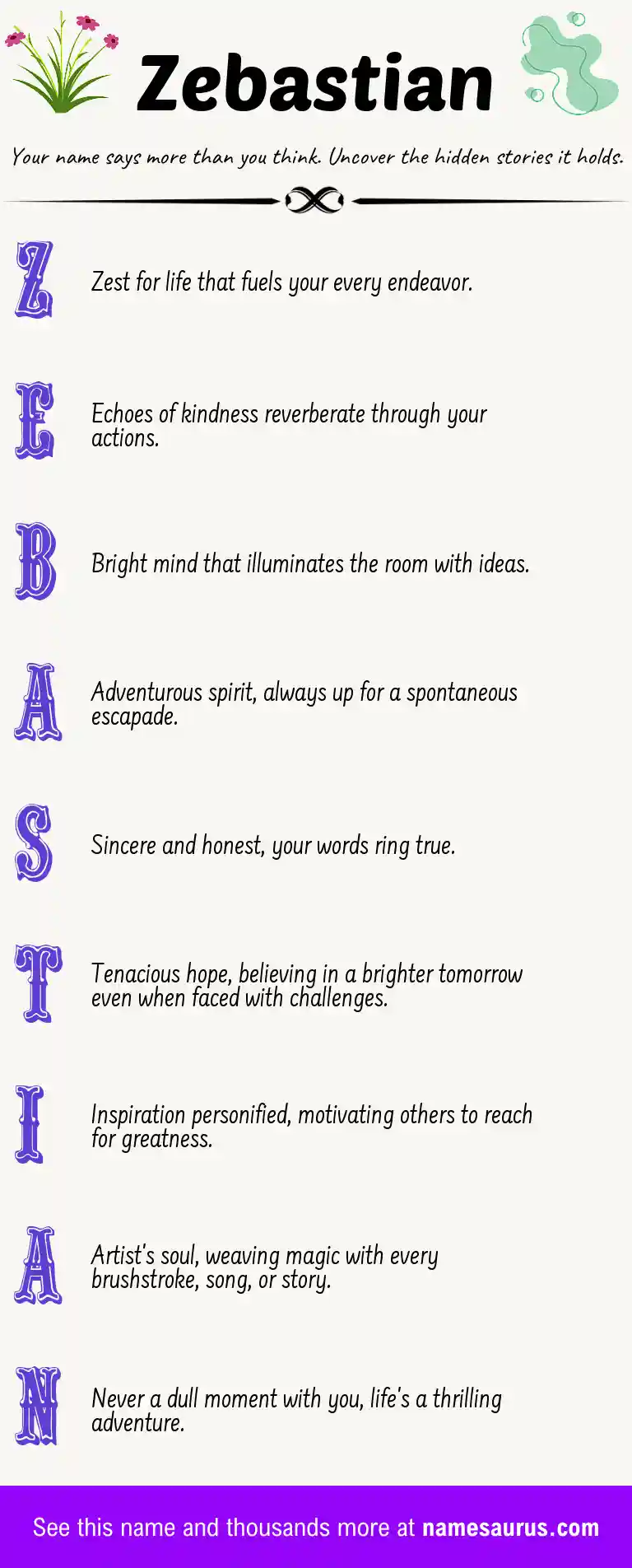 Acrostic poem about Zebastian.
