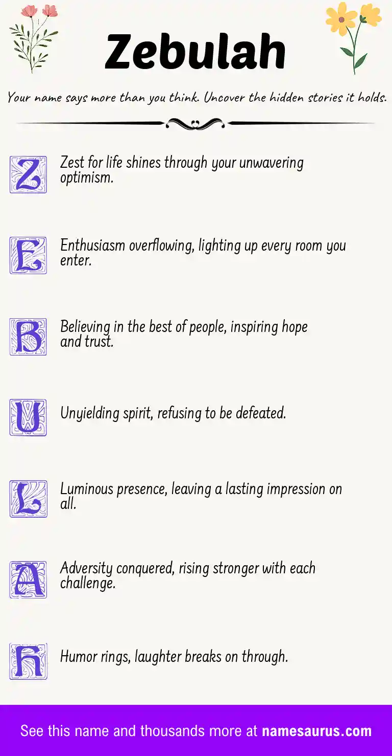 Acrostic poem about Zebulah.