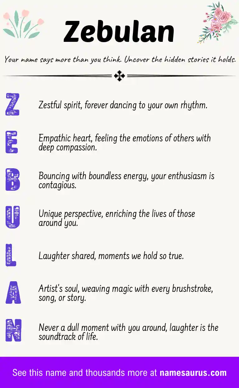 Acrostic poem about Zebulan.