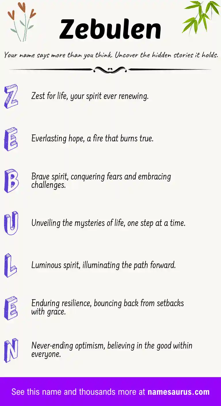 Acrostic poem about Zebulen.
