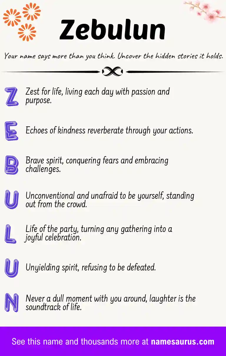 Acrostic poem about Zebulun.