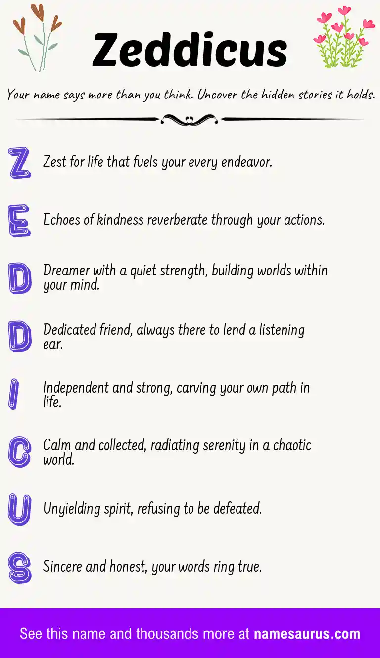 Acrostic poem about Zeddicus.
