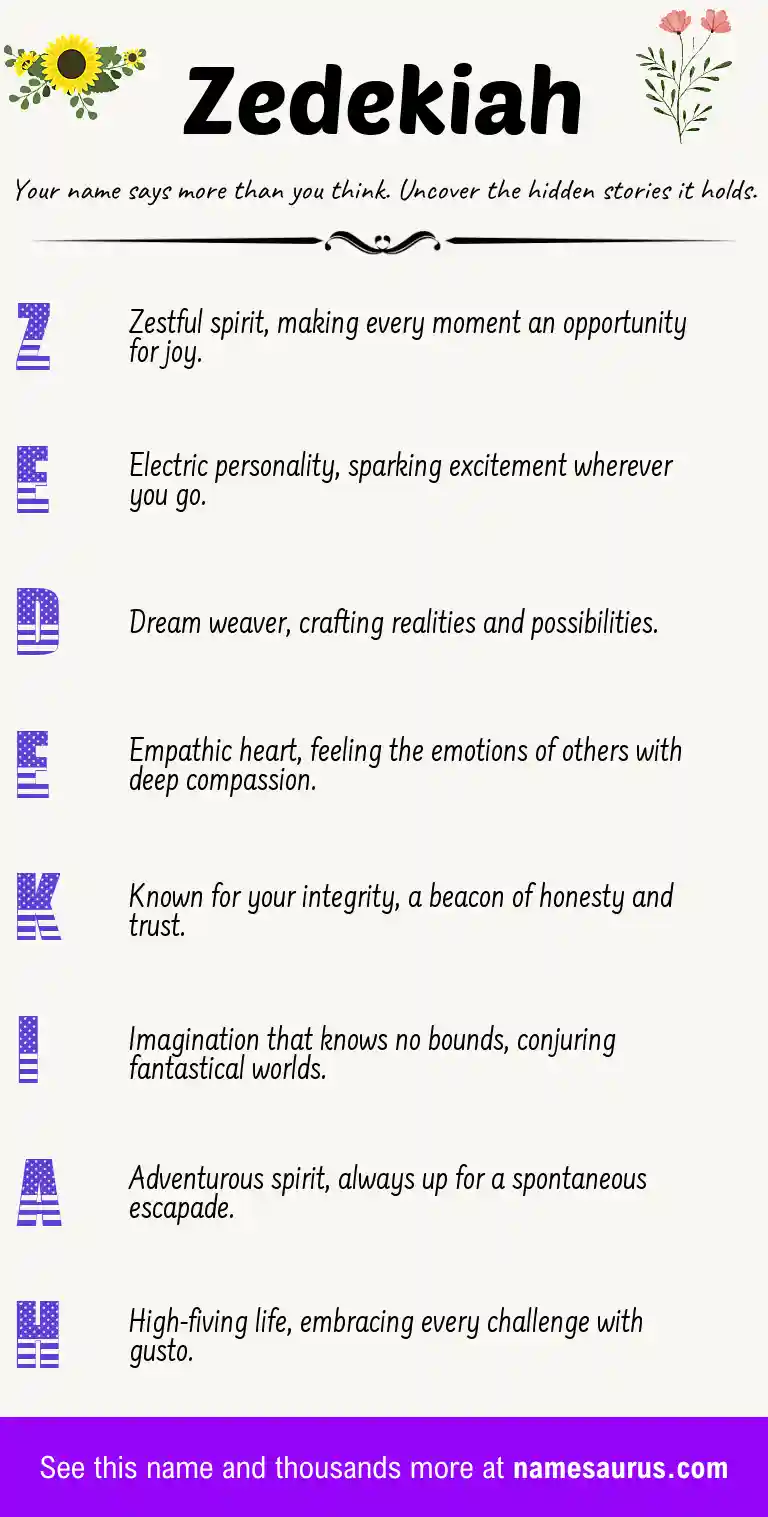 Acrostic poem about Zedekiah.