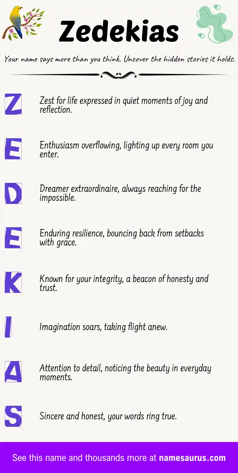 Acrostic poem about Zedekias.