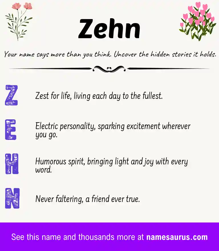 Acrostic poem about Zehn.
