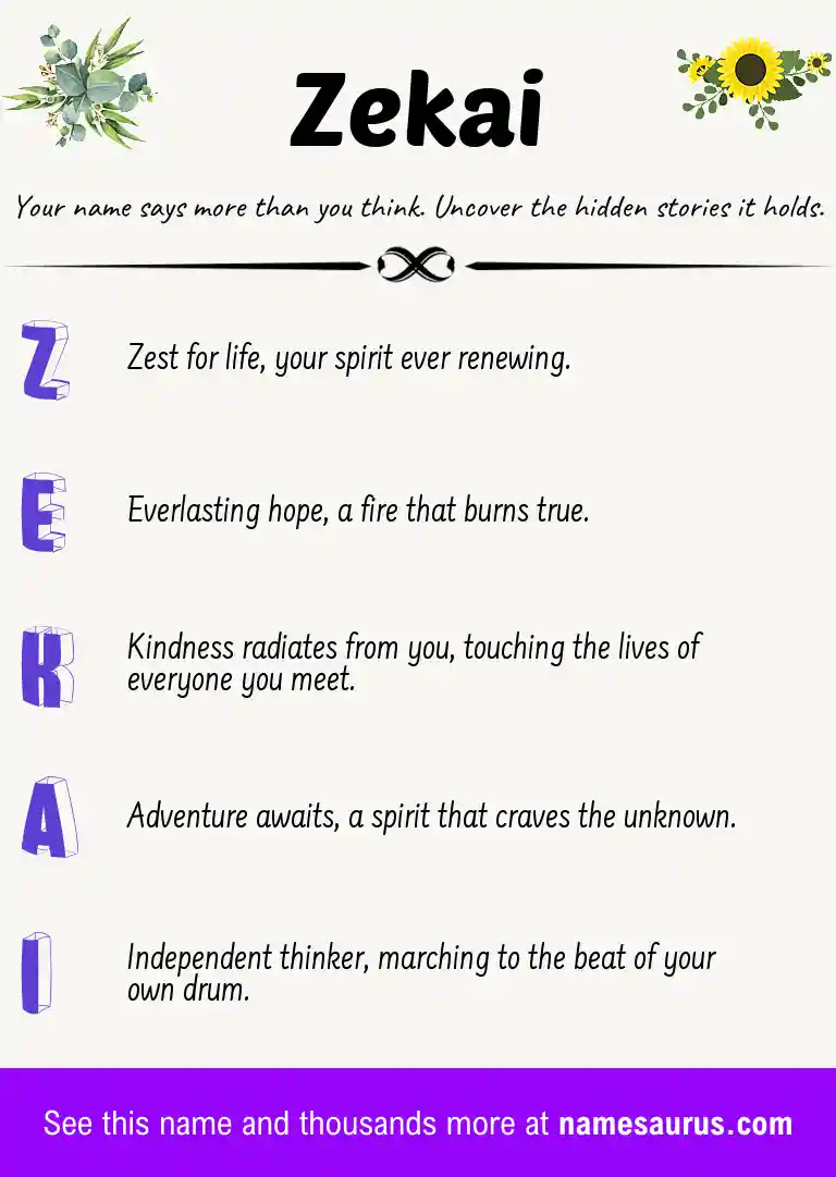 Acrostic poem about Zekai.