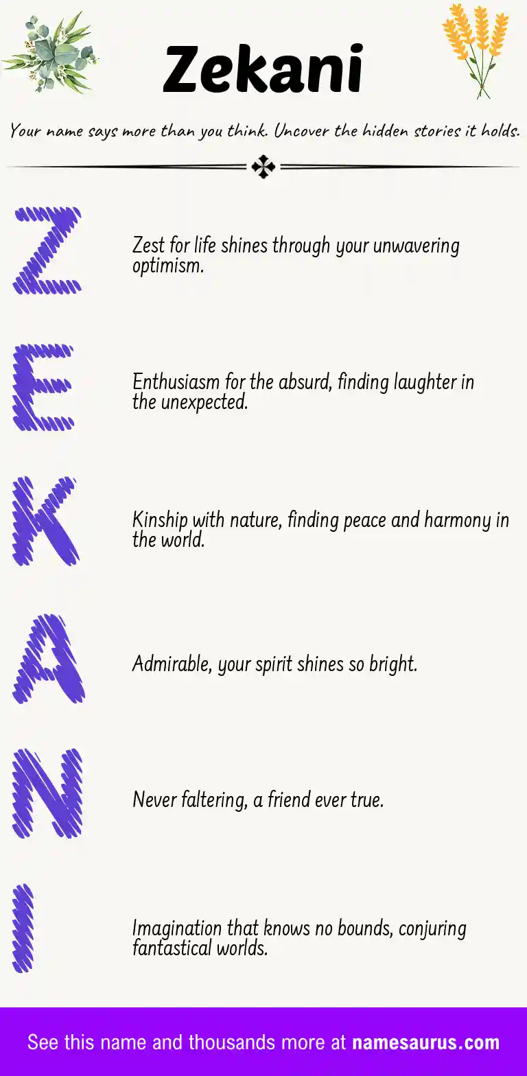 Acrostic poem about Zekani.
