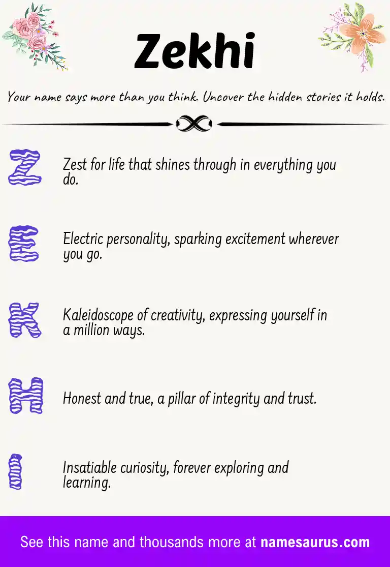 Acrostic poem about Zekhi.