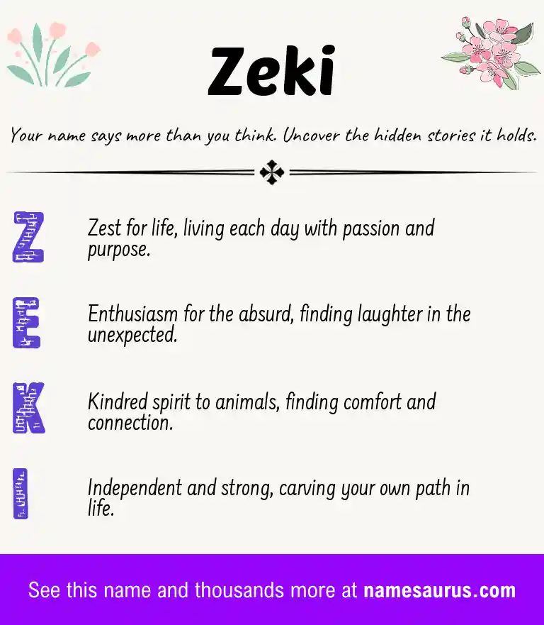 Acrostic poem about Zeki.