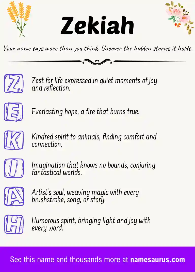Acrostic poem about Zekiah.