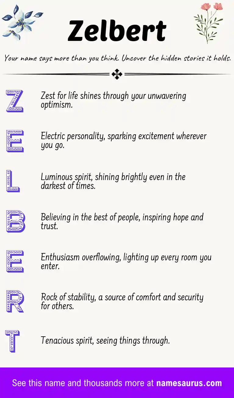 Acrostic poem about Zelbert.