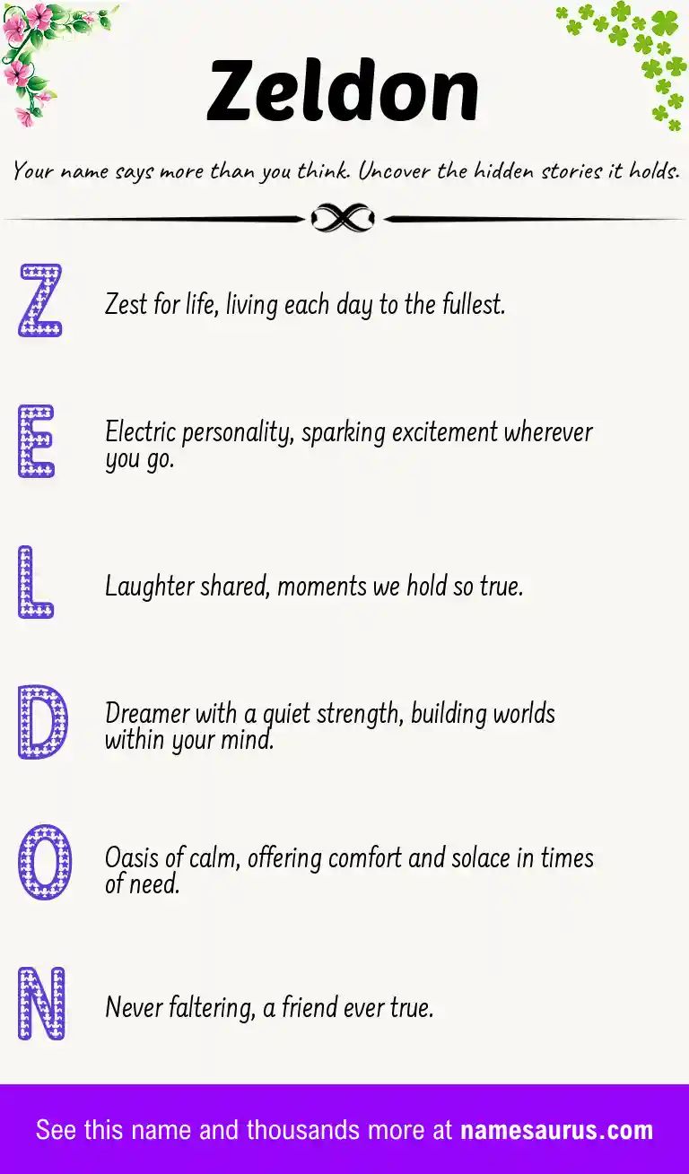 Acrostic poem about Zeldon.