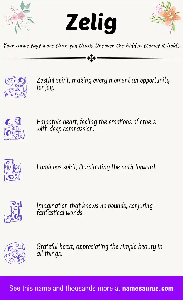 Acrostic poem about Zelig.