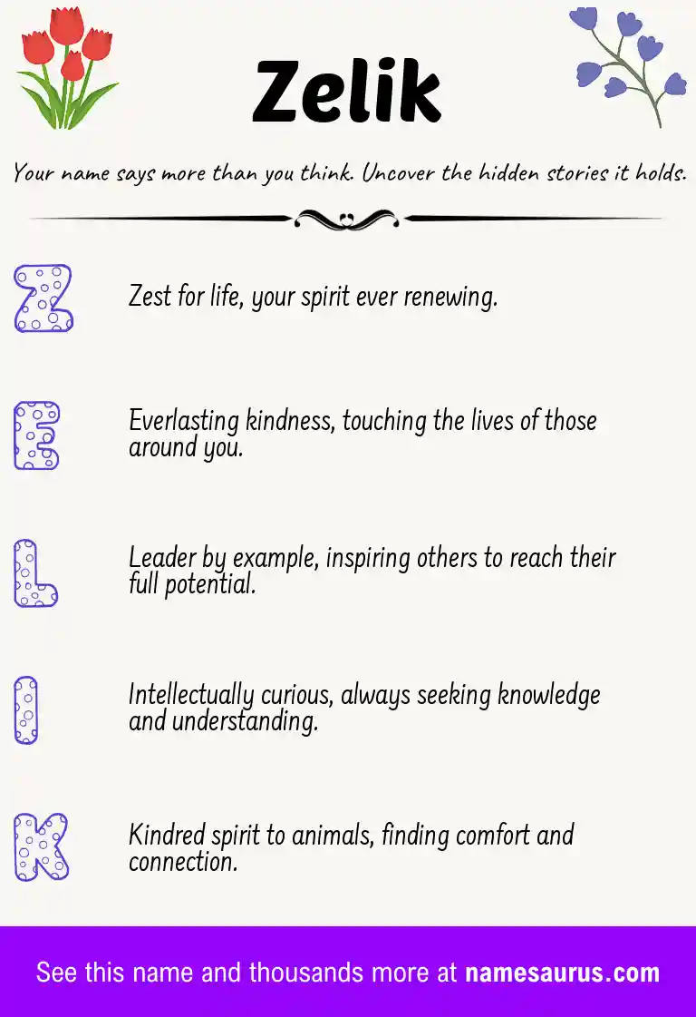 Acrostic poem about Zelik.