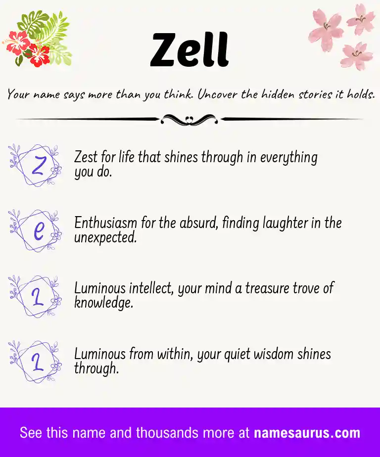 Acrostic poem about Zell.