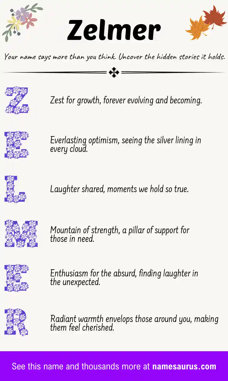 Acrostic poem about Zelmer.