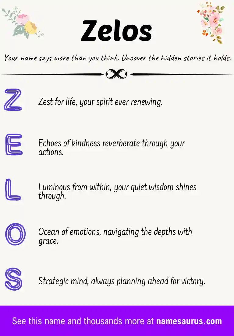 Acrostic poem about Zelos.