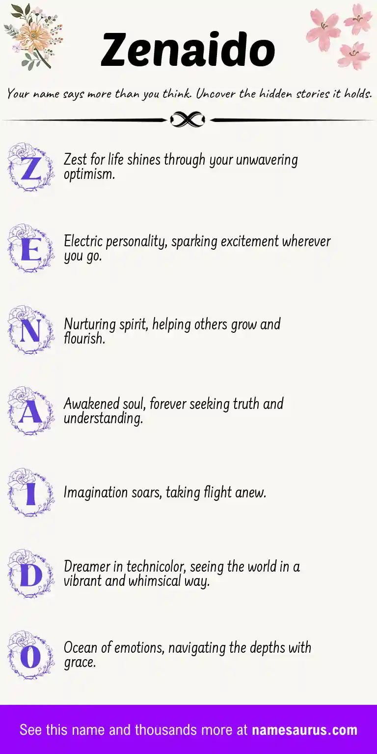 Acrostic poem about Zenaido.