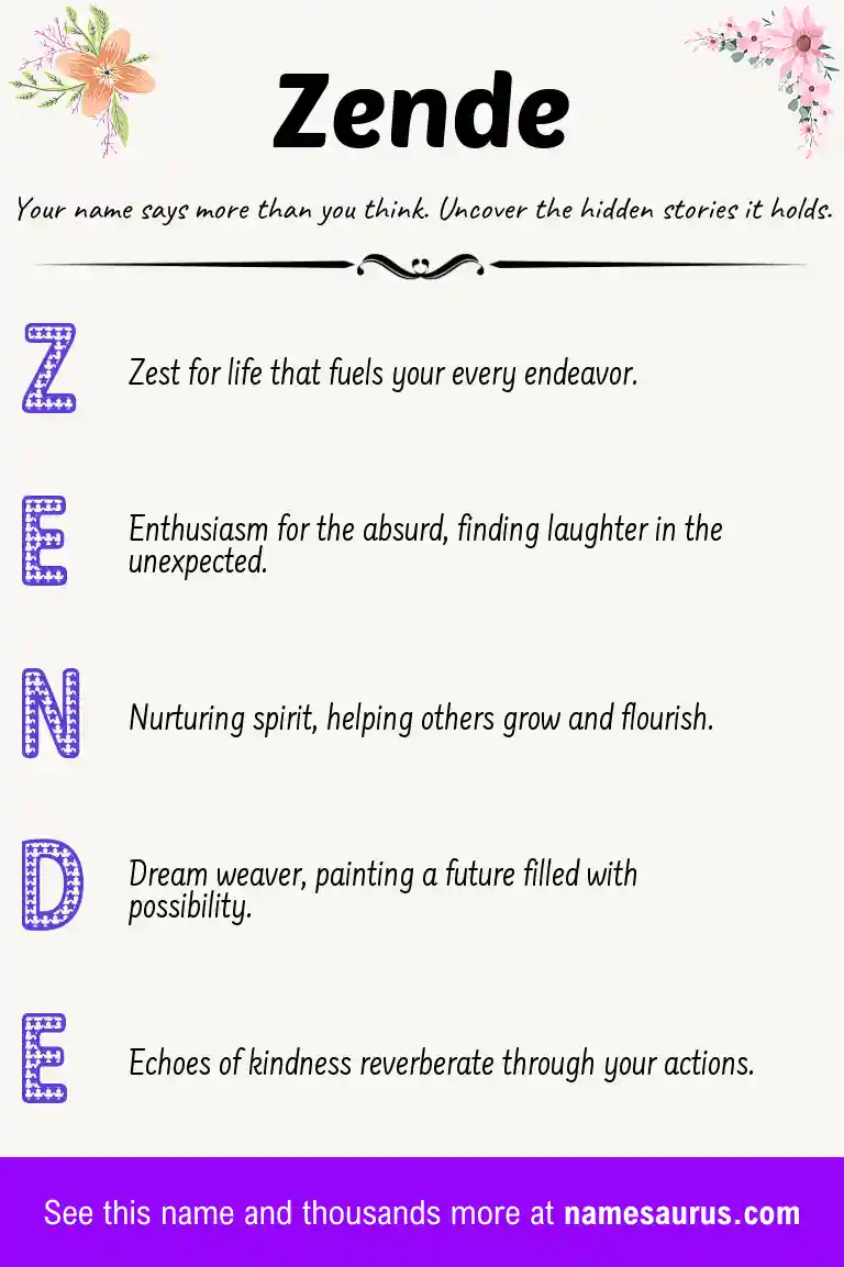 Acrostic poem about Zende.