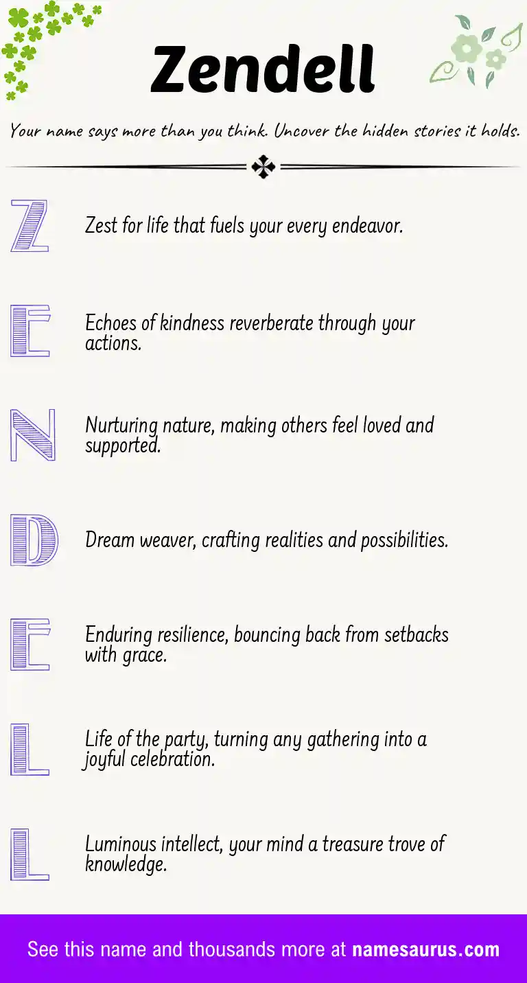 Acrostic poem about Zendell.