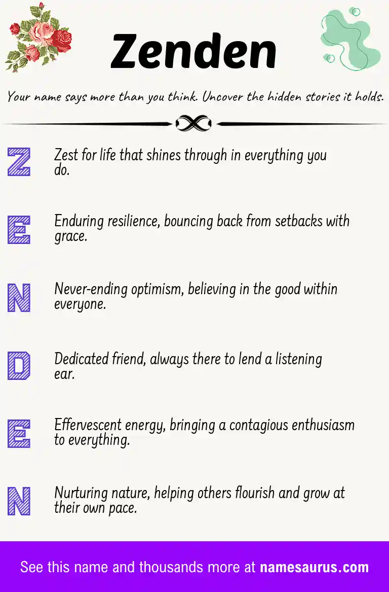 Acrostic poem about Zenden.