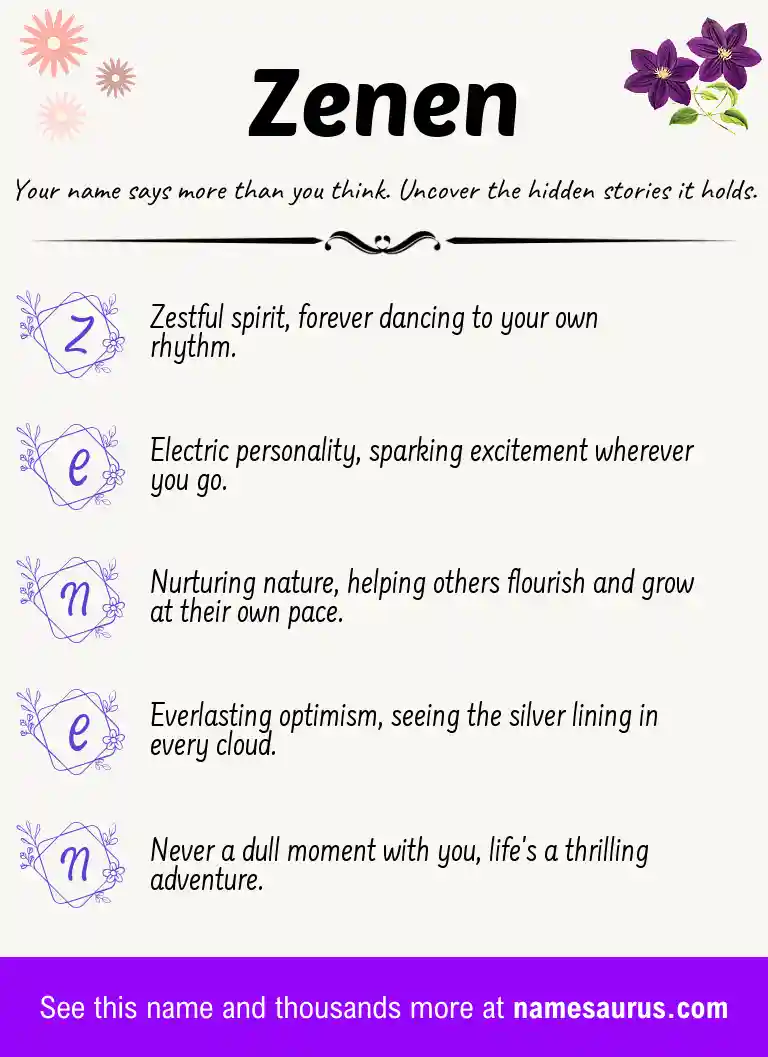 Acrostic poem about Zenen.