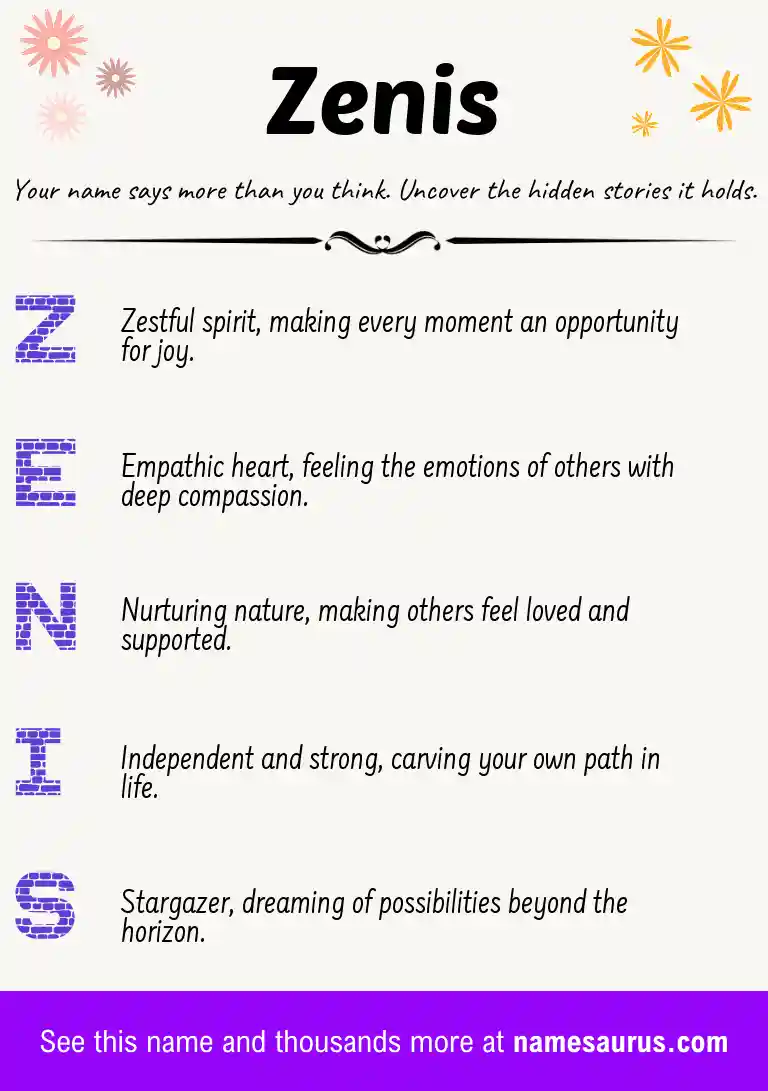 Acrostic poem about Zenis.