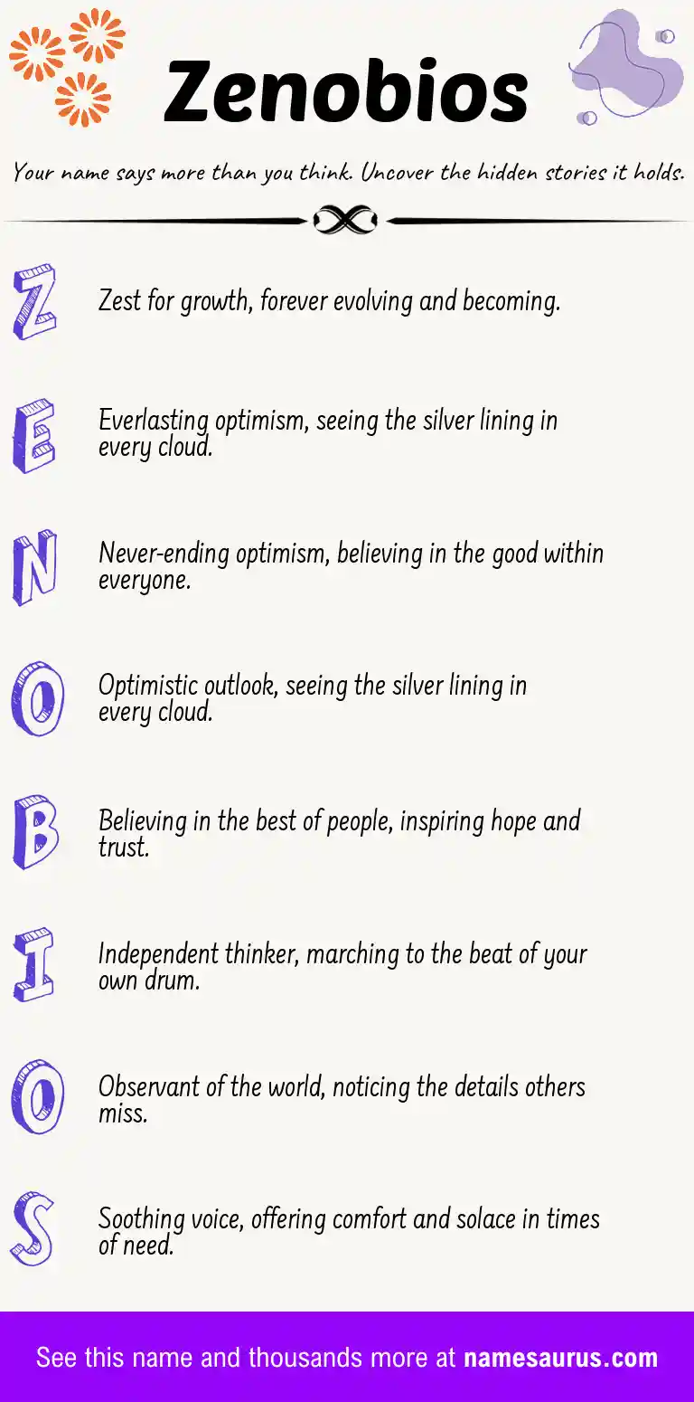 Acrostic poem about Zenobios.