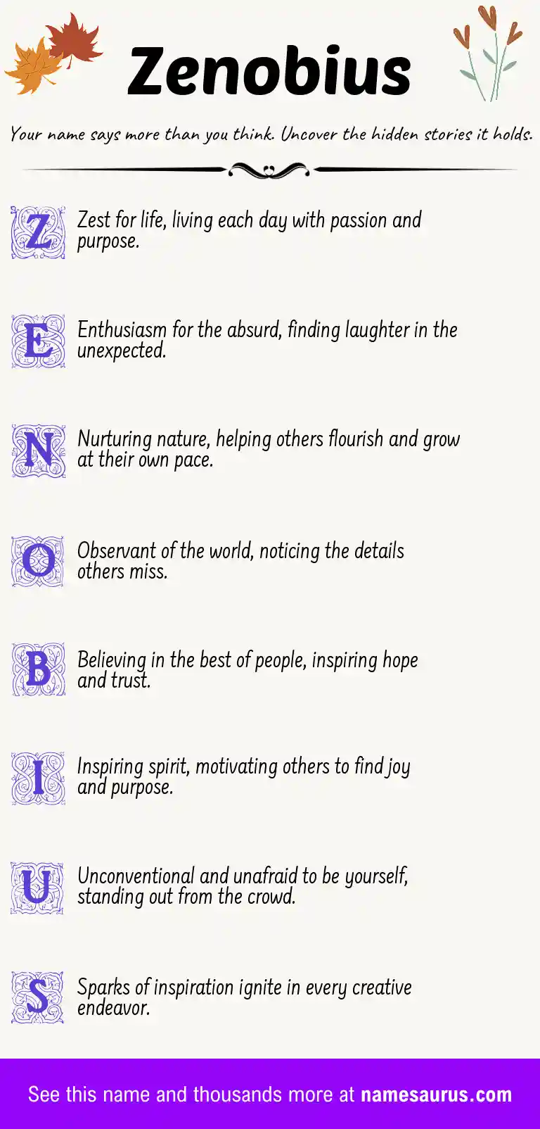 Acrostic poem about Zenobius.