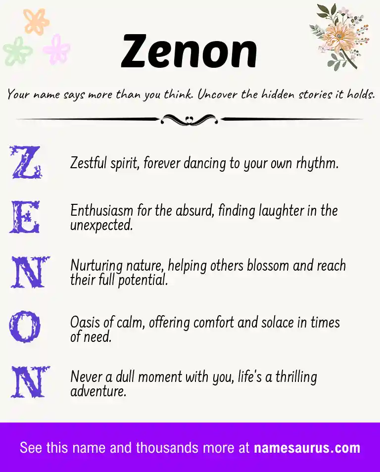 Acrostic poem about Zenon.