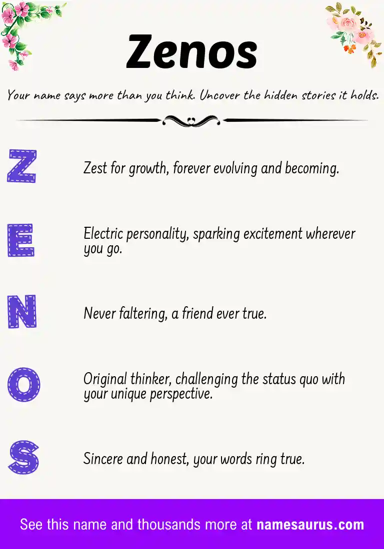 Acrostic poem about Zenos.