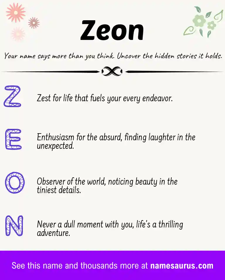 Acrostic poem about Zeon.