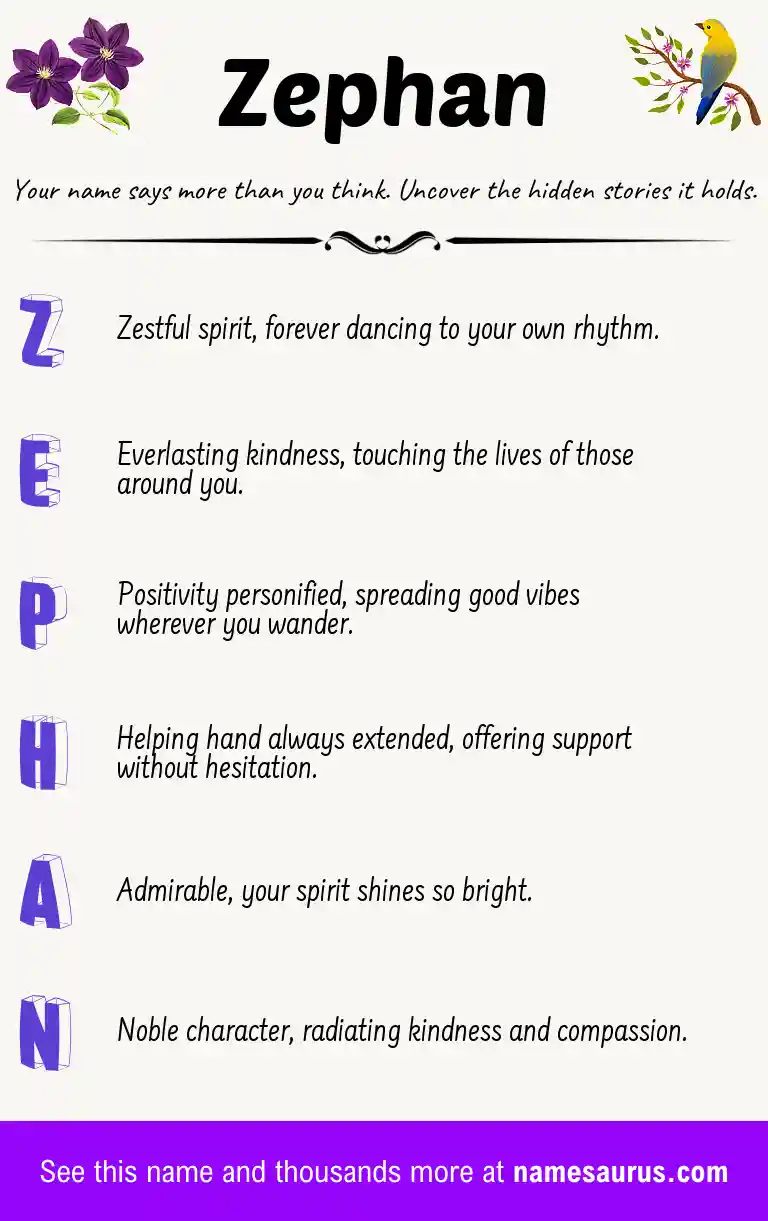 Acrostic poem about Zephan.