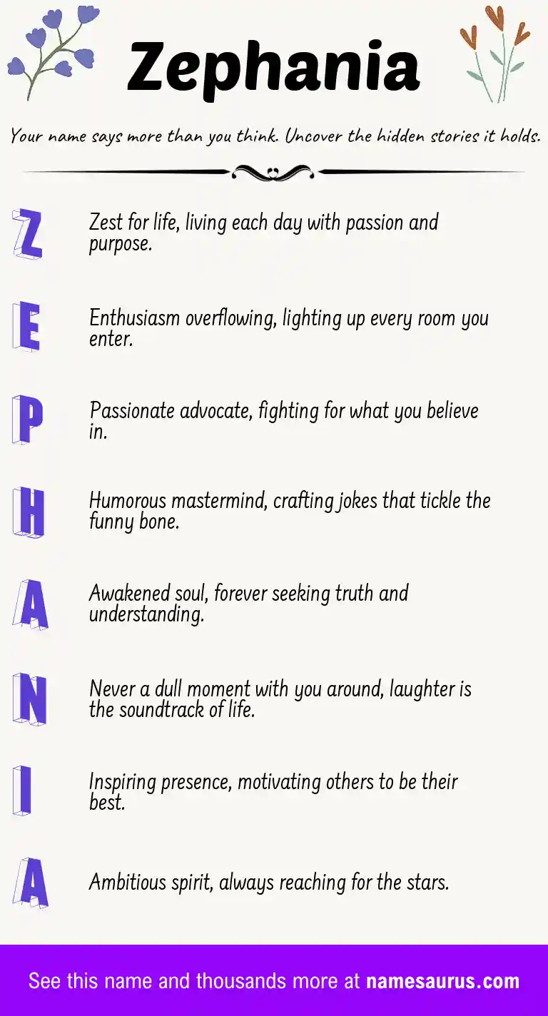 Acrostic poem about Zephania.